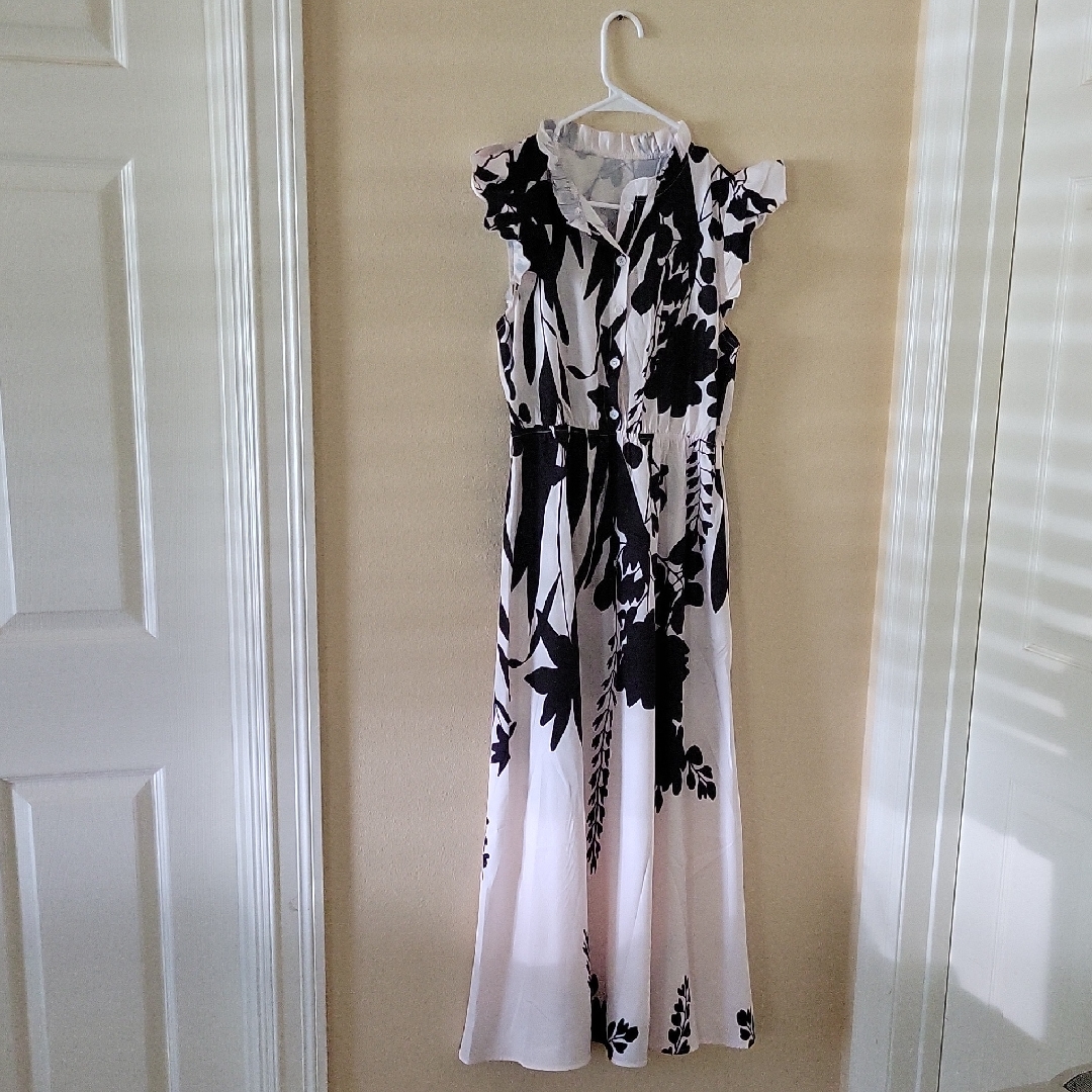Shein Black And White Sleeveless Maxi Sundress